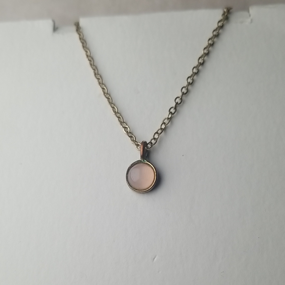 Pink Stone In Copper Pendant And Necklace